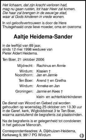 aaltje heidema-sander in 2006.